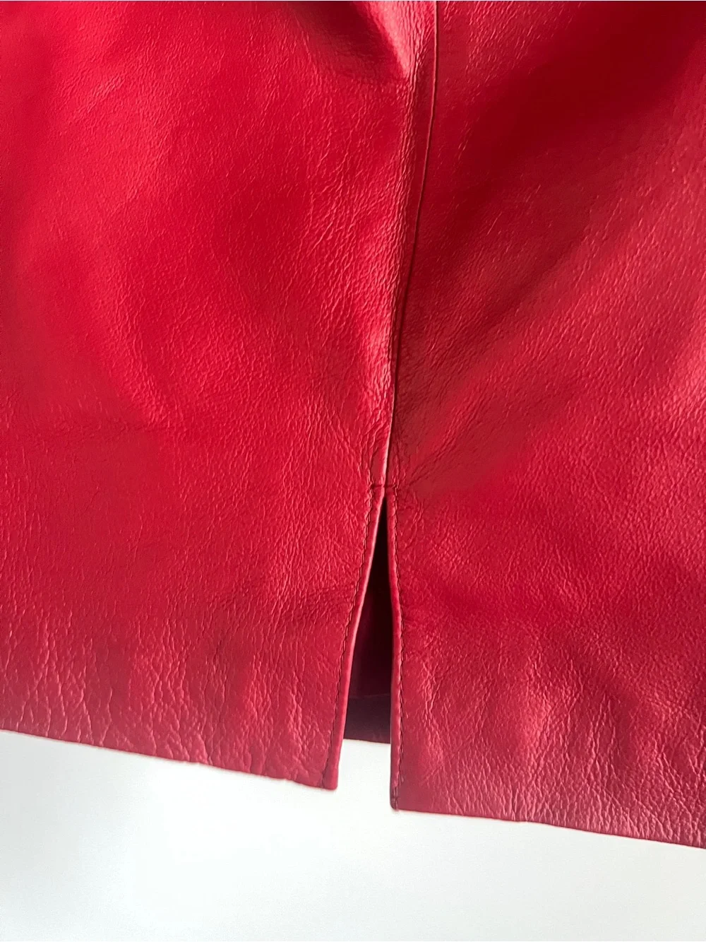Vintage Newport News Red Leather Blazer and Skirt Set